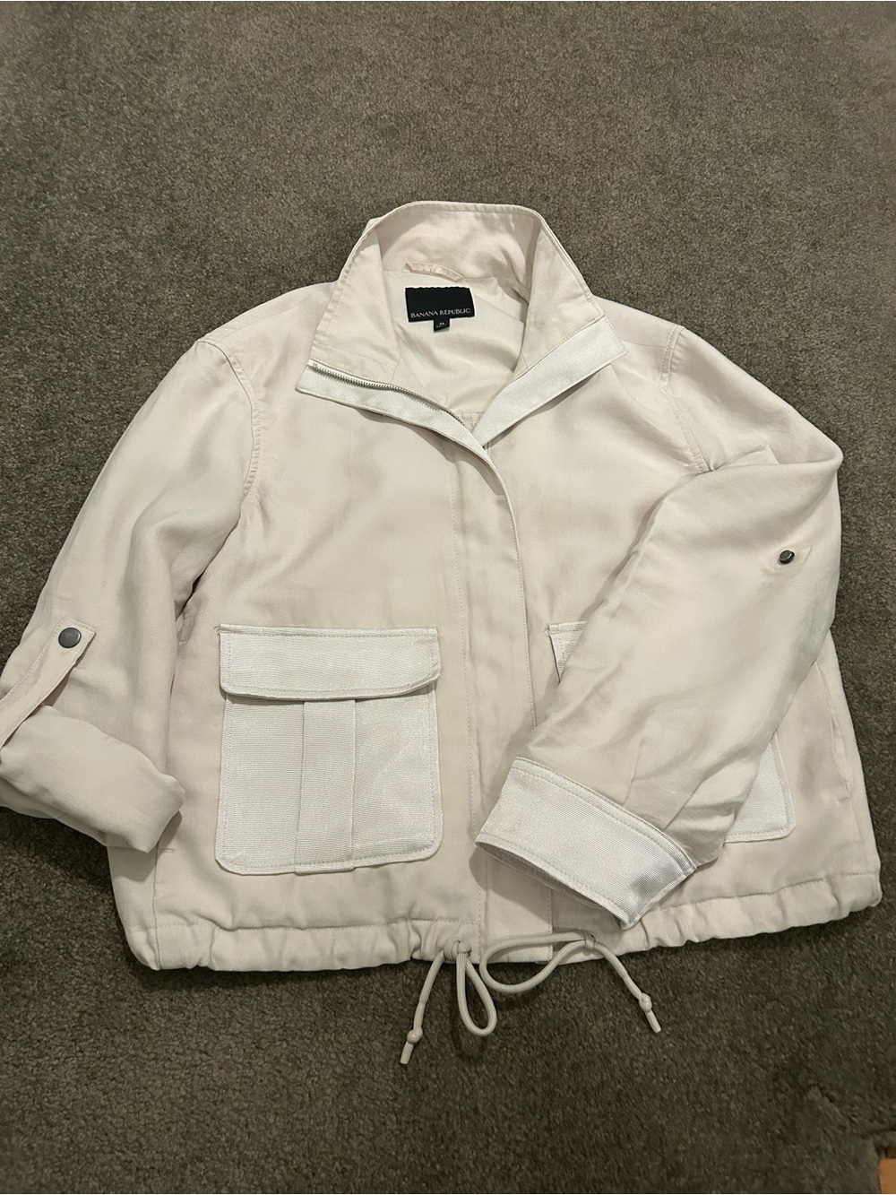 Banana Republic Cream Utility Jacket with Front Flap Pockets